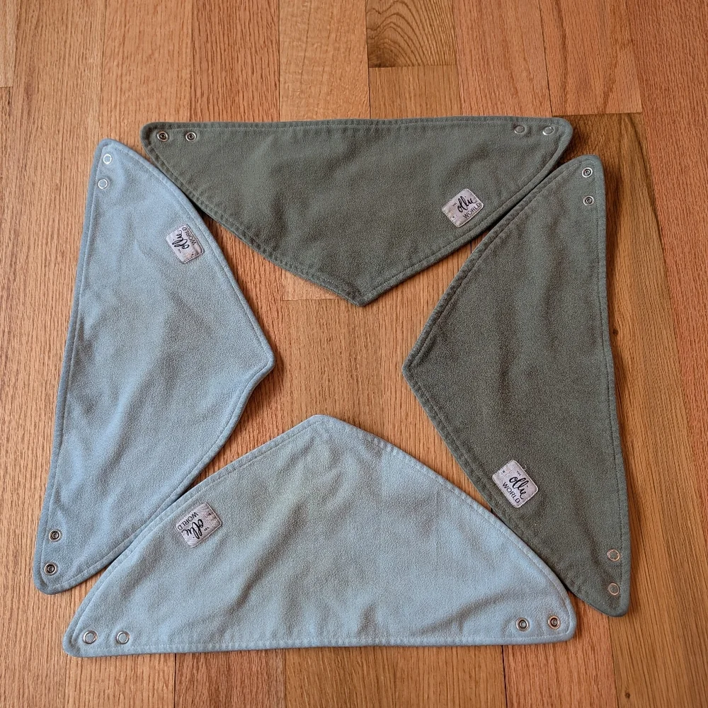 Ollie World Baby Bandana Bib - Lot Of 8 Grey Olive Green Blue Pink